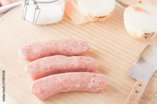 uncooked meat sausages