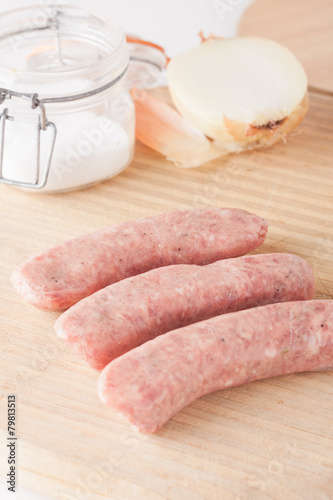 uncooked meat sausages