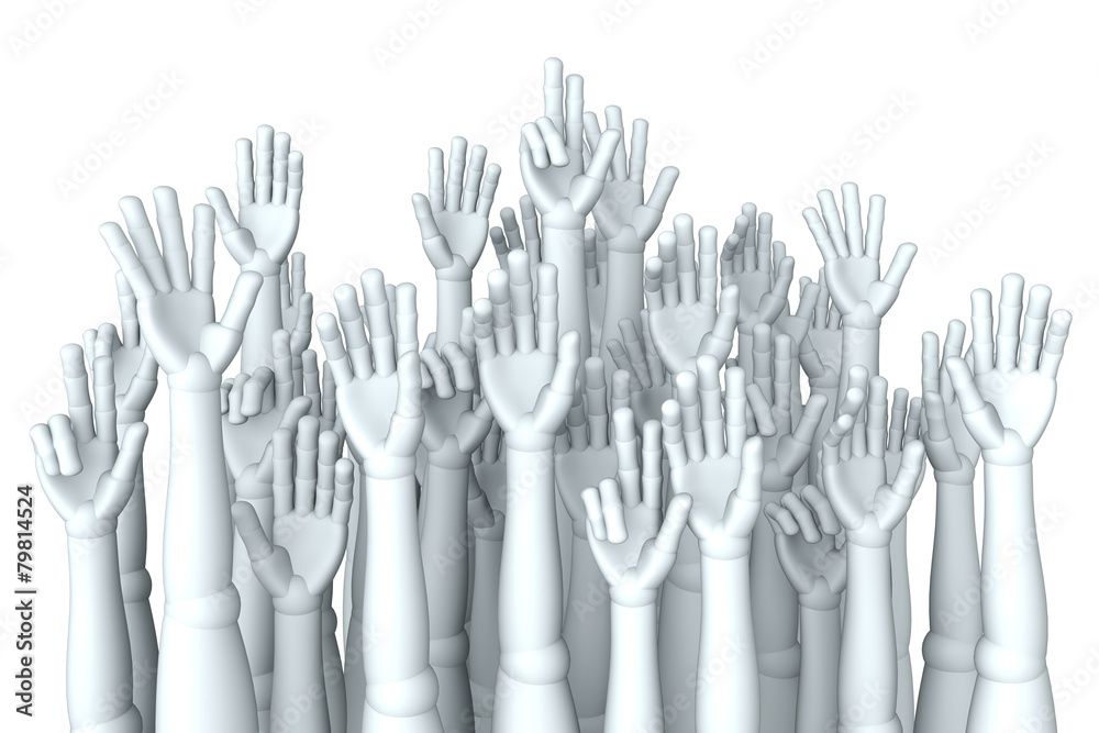 Hände zur Wahl aufzeigend