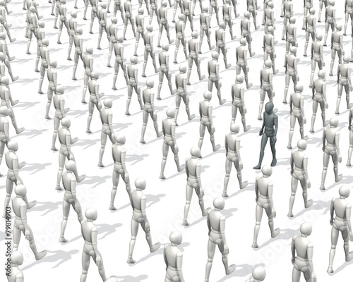 Wallpaper Mural Weiße Figur in Gruppe läuft in entgegengesetzte Richtung Torontodigital.ca