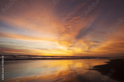 Golden scenery of sunset at beach