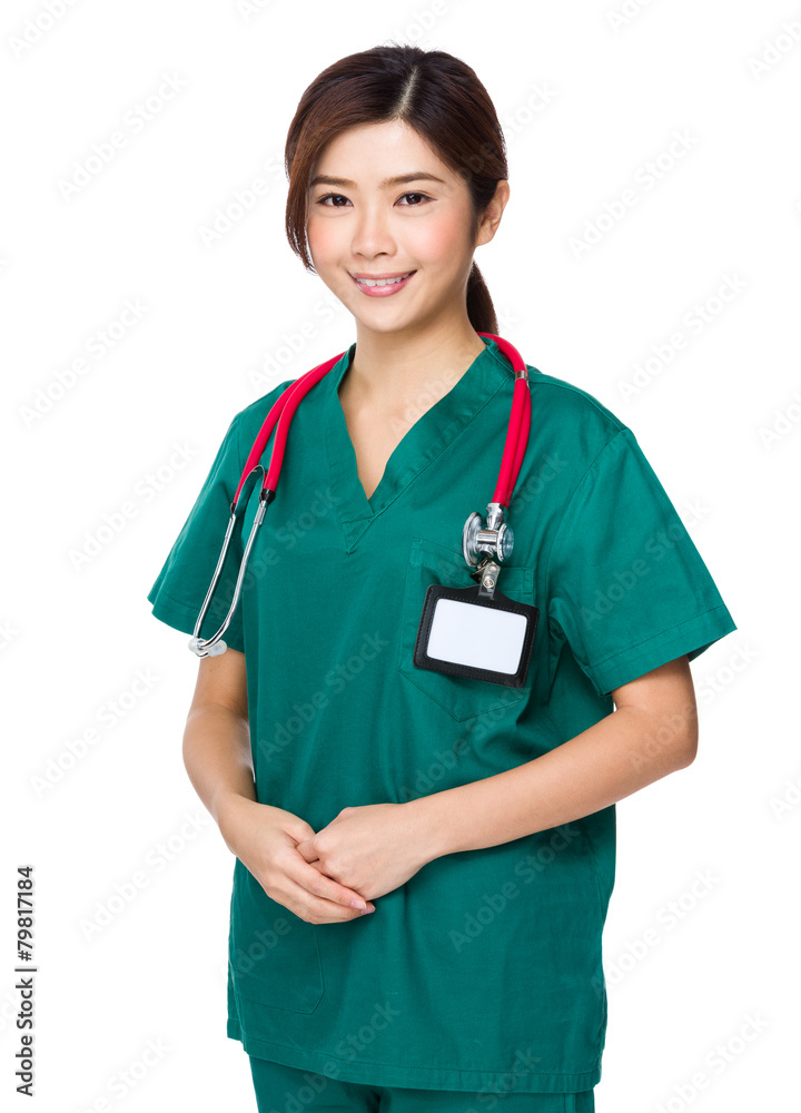 Female Asian doctor wearing stethoscope Female Asian doctor wearing stethoscope