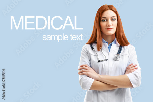 Young beautiful doctor on b...