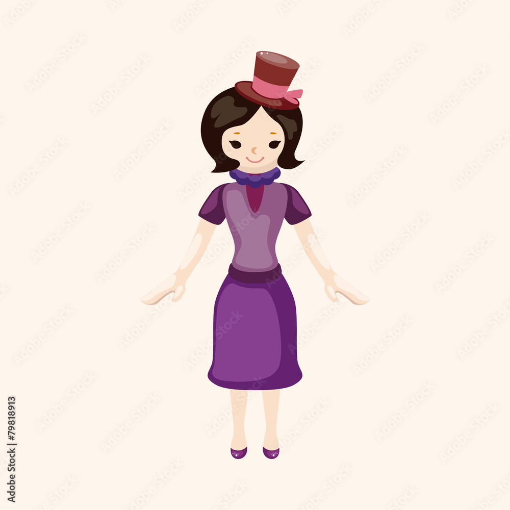 lady girl cartoon theme elements