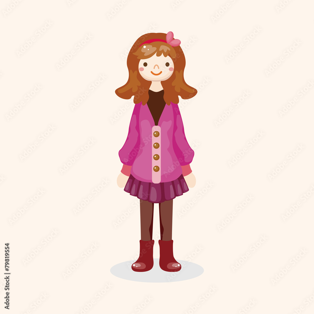 lady girl cartoon theme elements