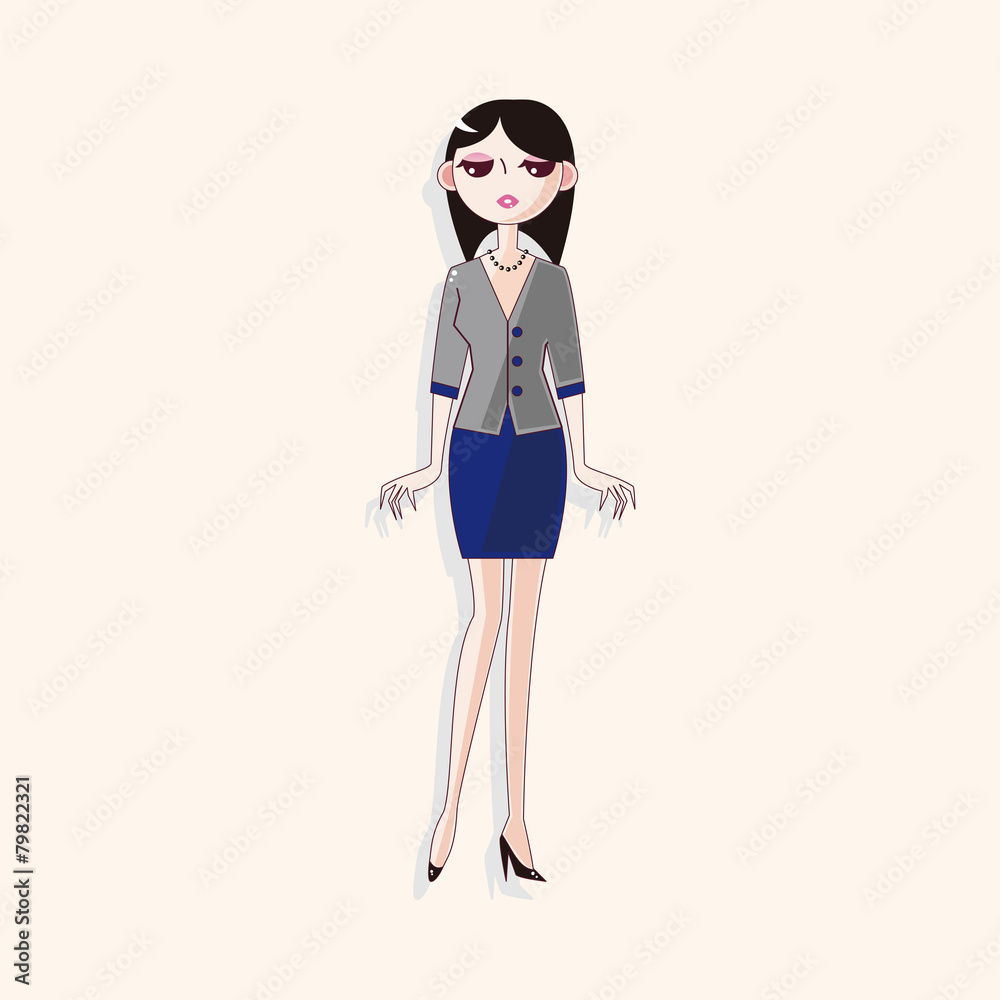 Fototapeta premium lady girl cartoon theme elements