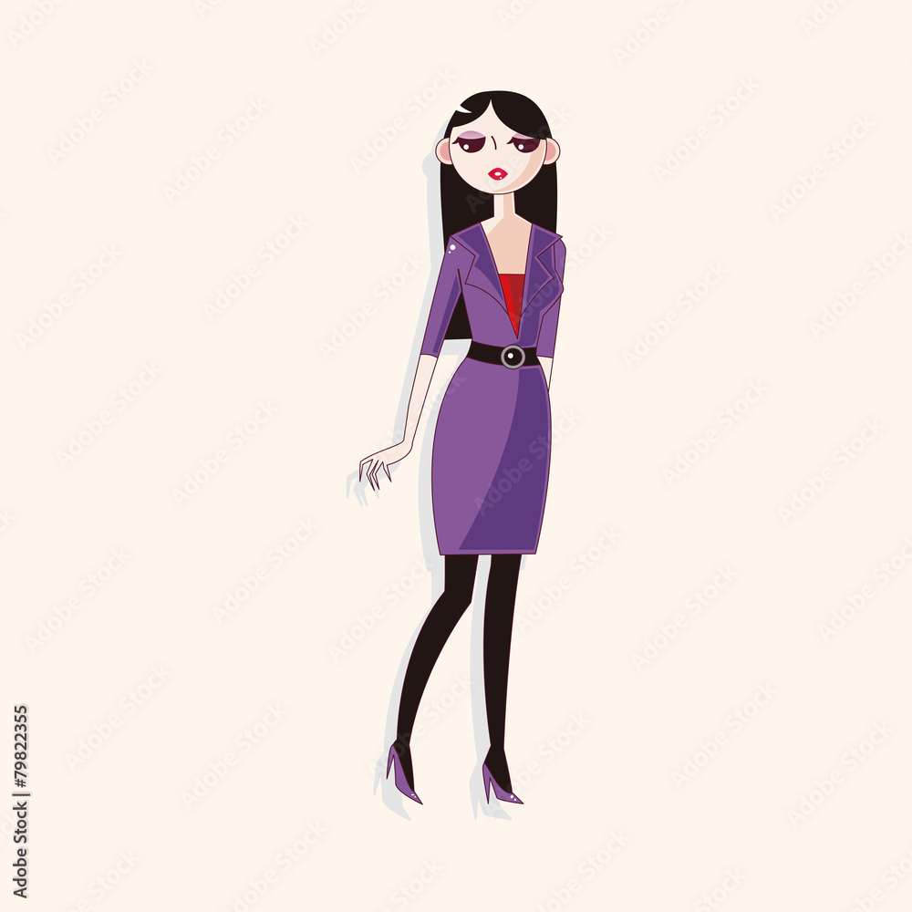 Fototapeta premium lady girl cartoon theme elements