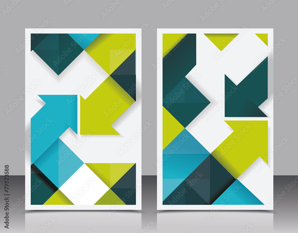 Vector brochure design with cubes and arrows elements. Vector brochure design with cubes and arrows elements.