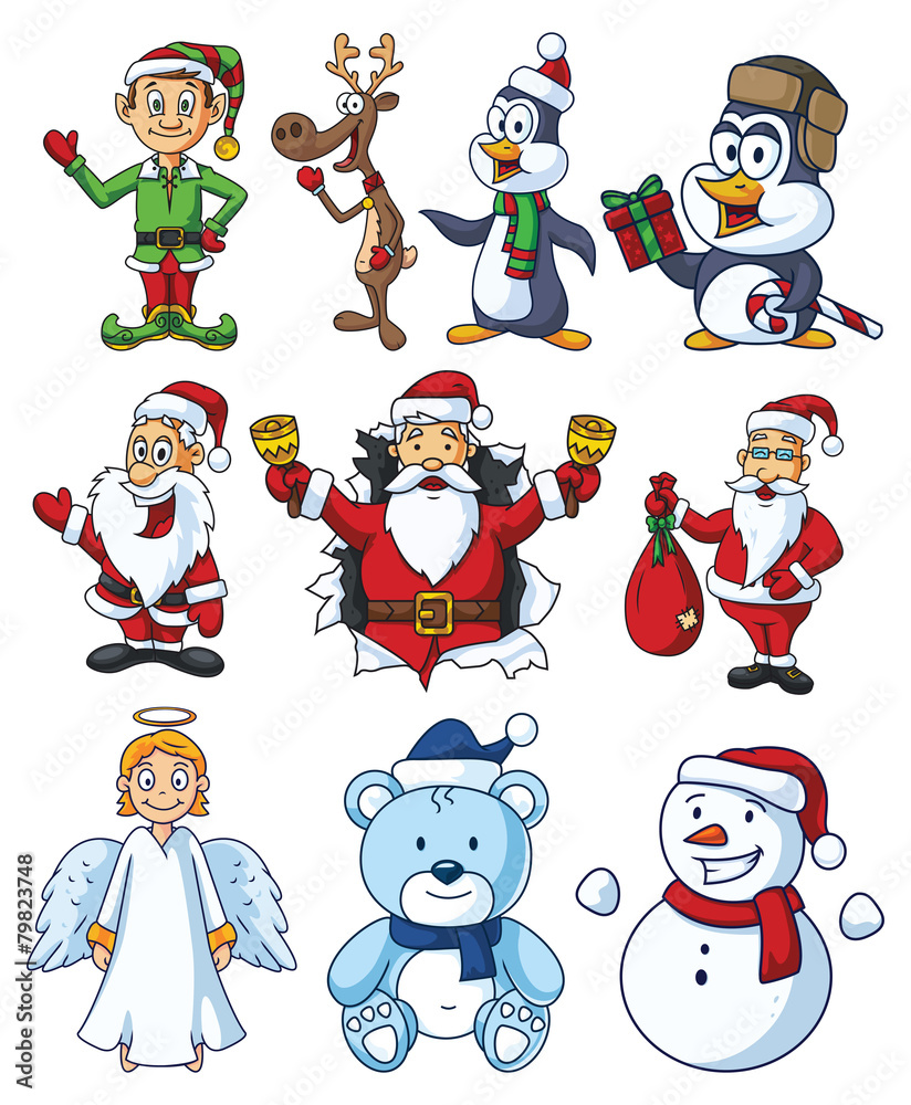 Christmas Cartoon Characters Set