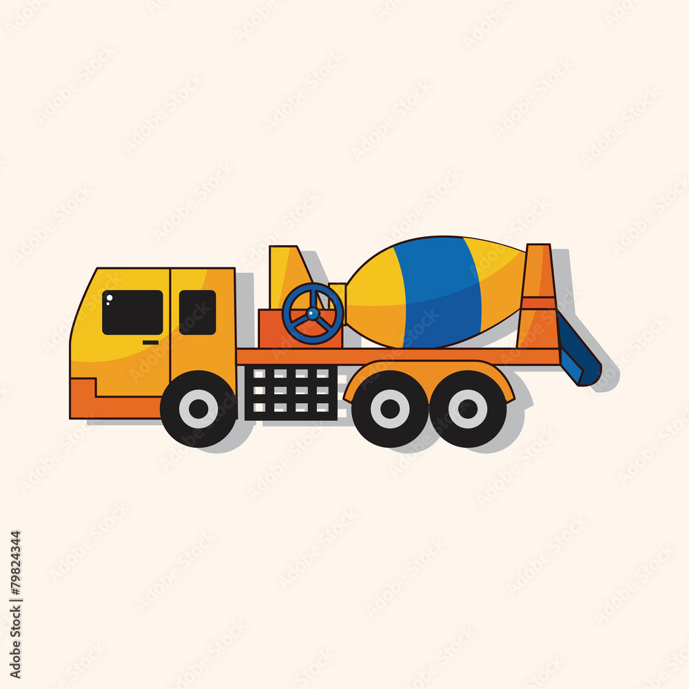 Fototapeta premium Cement mixer trucks theme elements
