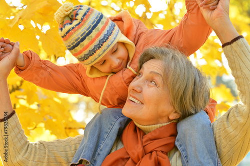 Grandmother with her granddaughter photo