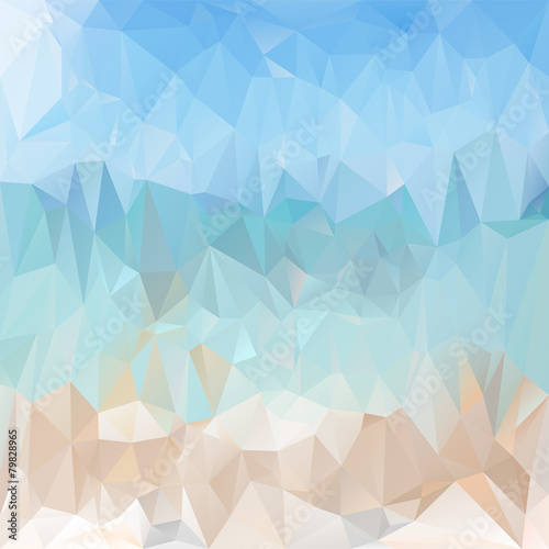 Fototapeta Naklejka Na Ścianę i Meble -  vector polygonal background - triangular sea beach - blue
