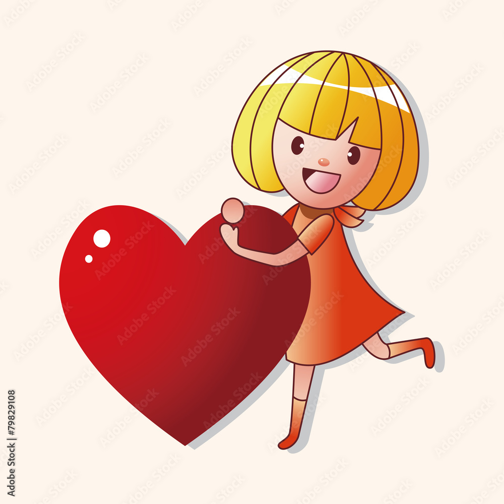little kid with heart theme elements little kid with heart theme elements