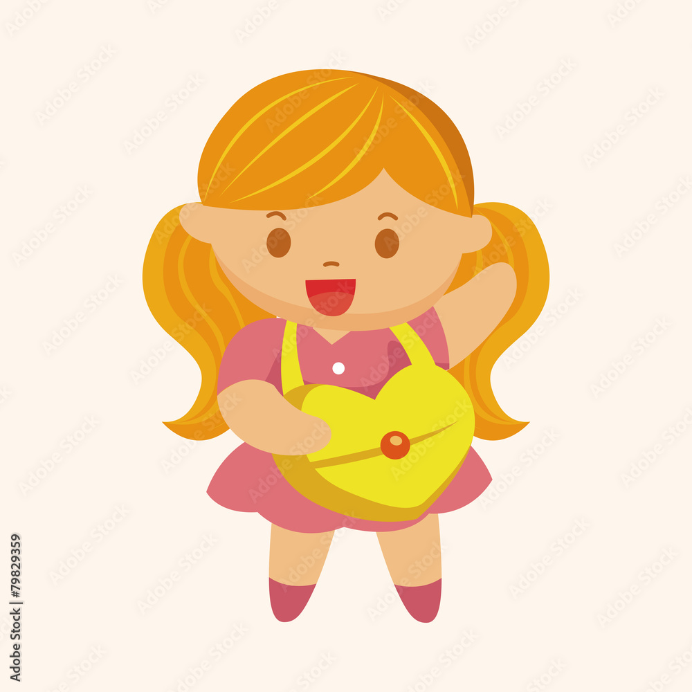 little kid with heart theme elements