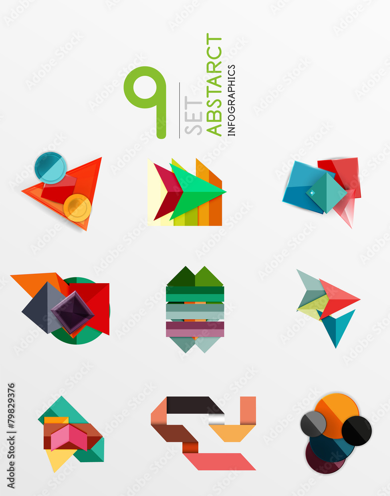 Modern paper info banner layout set Modern paper info banner layout set
