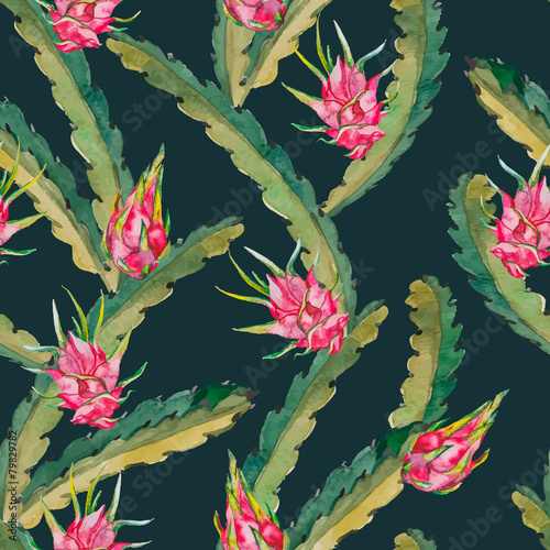 Exotic leaves and fruit. Vector.