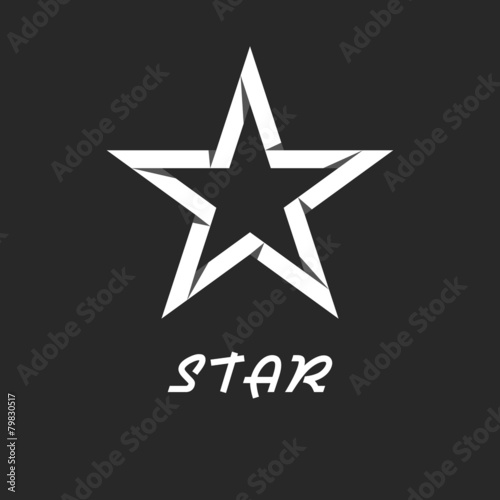 Paper star mockup black and white logo, design graphic icon