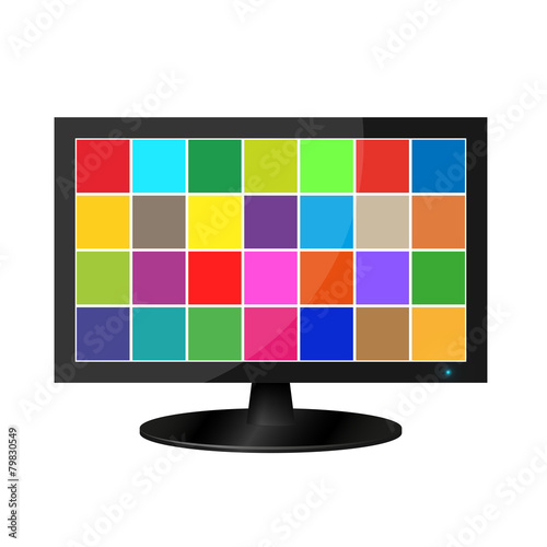 Realistic lcd monitor with colored squares