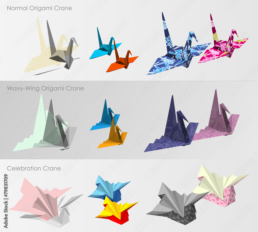 Origami Crane template set Origami Crane template set