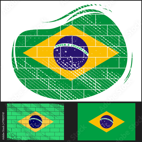 Scratched flag of Brazil