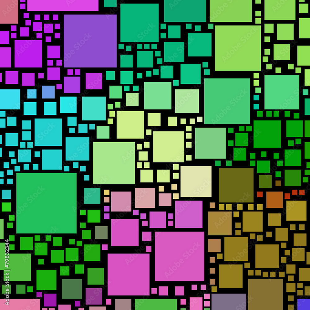 Colorful square shapes on a black background. Colorful square shapes on a black background.