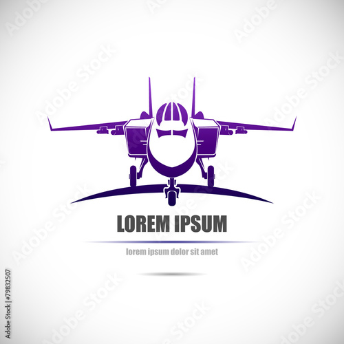 Label with military aircraft. Vector.