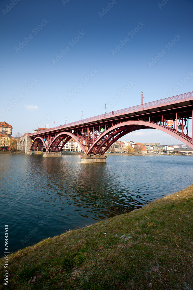 Maribor in Slovenia with river Drava Maribor in Slovenia with river Drava