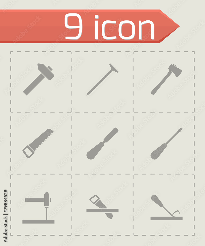 Vector black carpentry icon set Vector black carpentry icon set