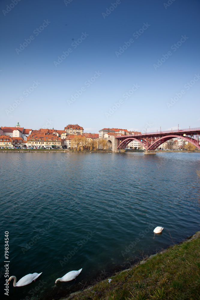 Maribor in Slovenia with river Drava