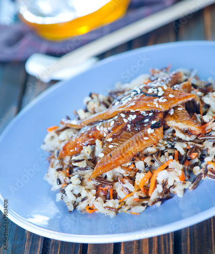 fried eel with rice photo