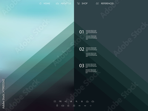Vector website template with graphic user interface also for