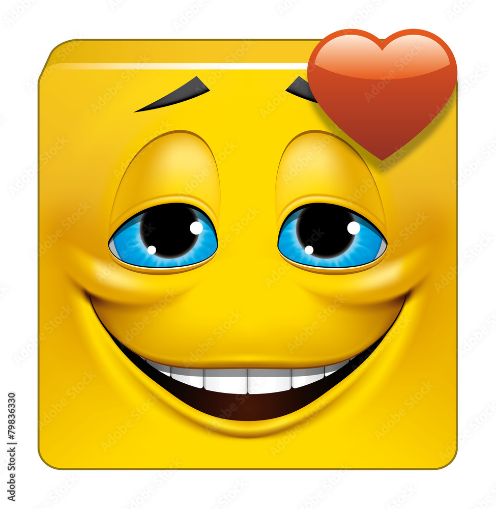 Fototapeta premium Square emoticon in love
