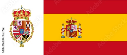 Spanish flag with emblem of Philip VI