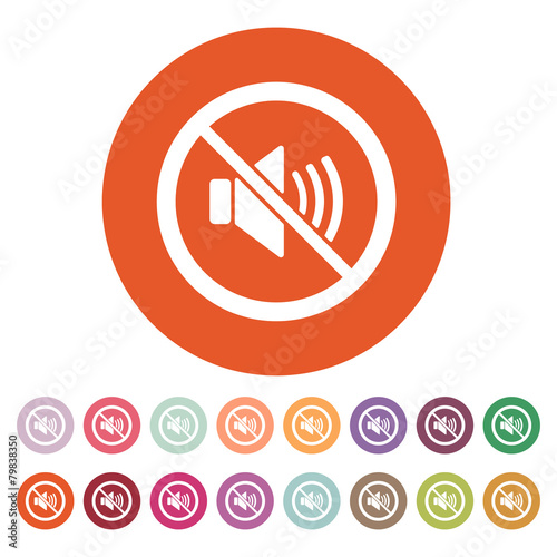 The no sound icon. Volume Off symbol. Flat