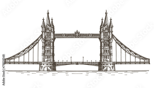 England, London, the bridge on a white background. sketch