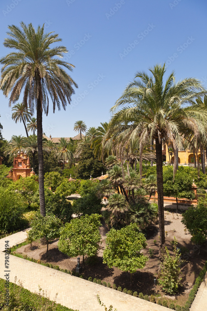 gardens in the Alcazar of Seville, Spain