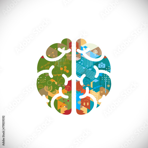 brain symbol with colorful geometric and graphic concept