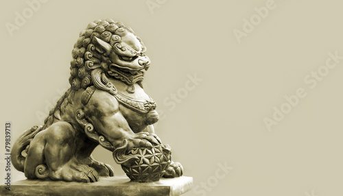 Buddhist sculpture. Singha Stone statue. © chere