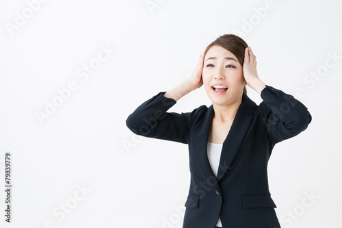 asian businesswoman on white background