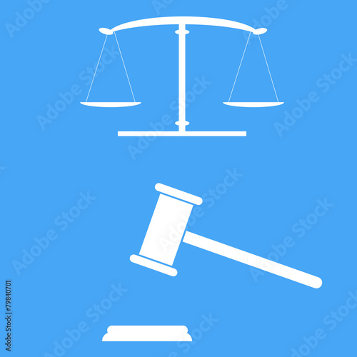 Scales of justice and gavel. Vector illustration.