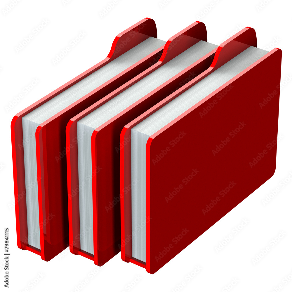 Red folders isolated on white background Red folders isolated on white background