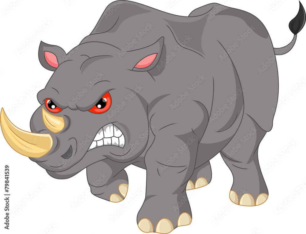 cute angry rhino cartoon