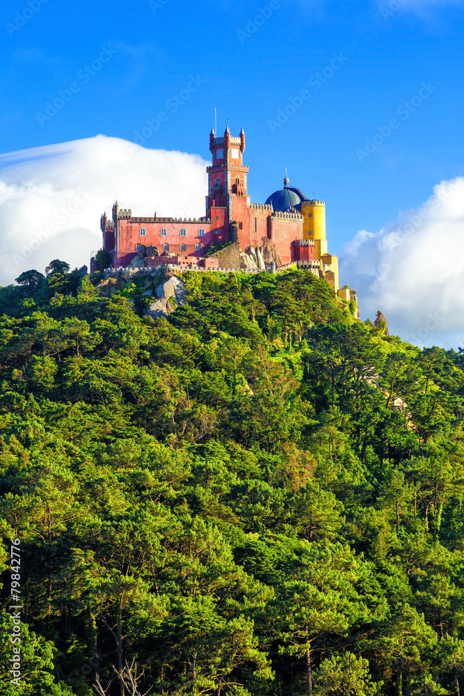 Panorama of Pena National Palace in Sintra, Portugal. UNESCO