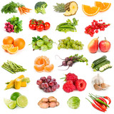 Set of fresh vegetables. fruits and berries
