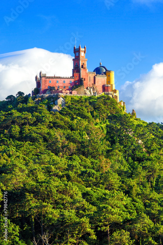 Panorama of Pena National Palace in Sintra  Portugal. UNESCO