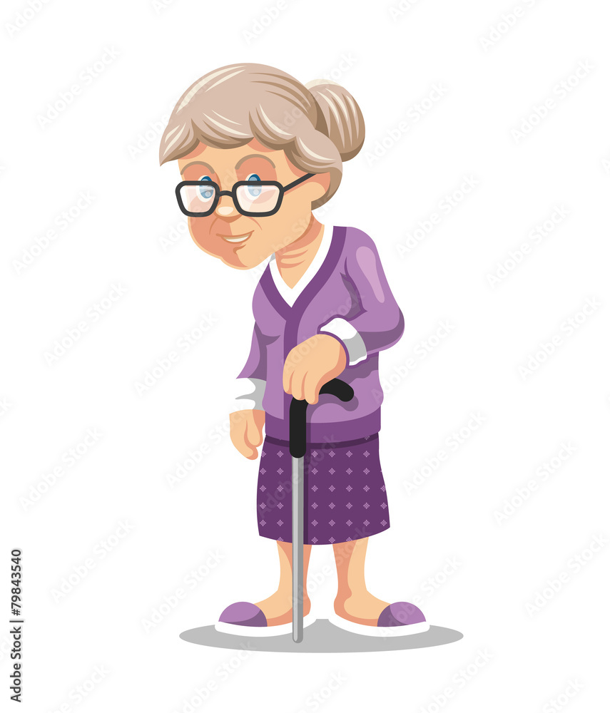 Vector cute old woman illustration