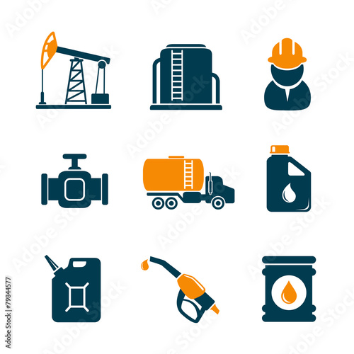 Oil industry gasoline processing icons