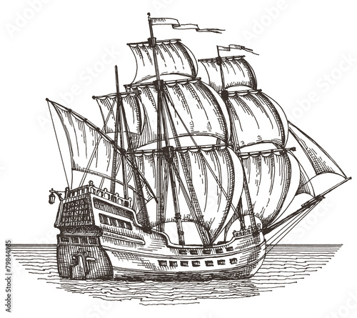 ship on a white background. sketch. illustration
