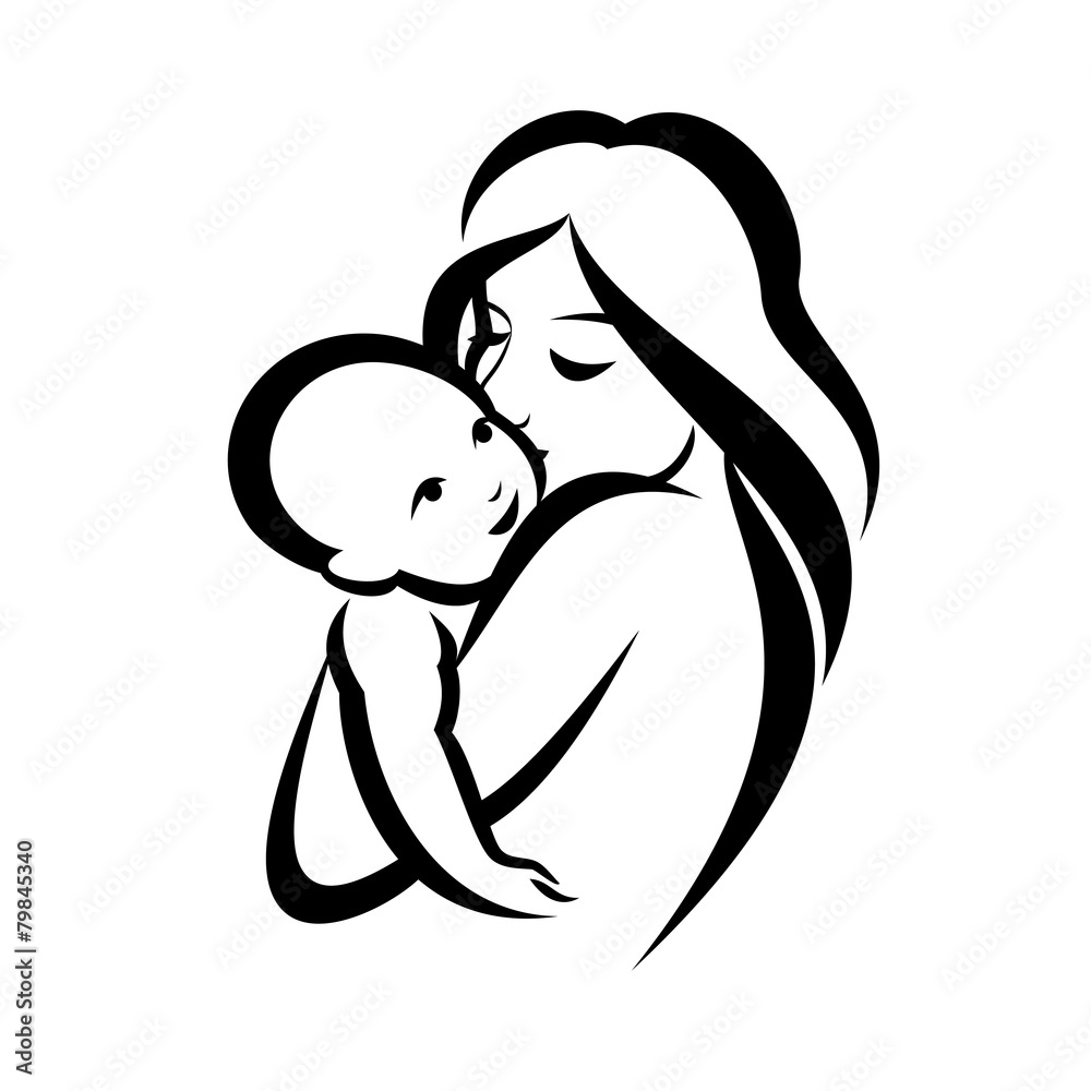 mother and baby stylized vector symbol mother and baby stylized vector symbol