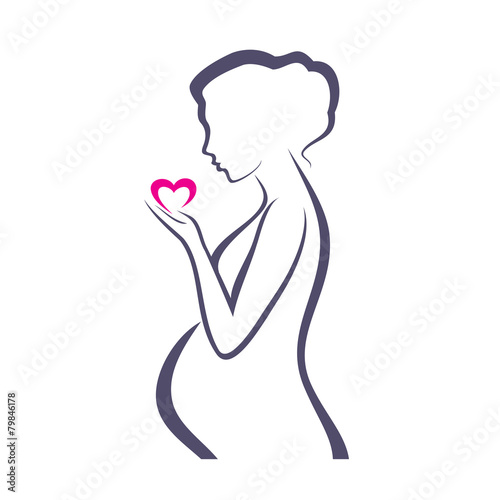 pregnant woman symbol, stylized vector sketch